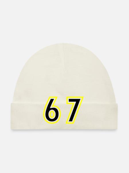 67 Number College - Organic Baby Cap - white - Front