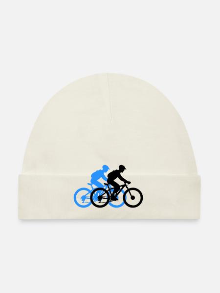 Mountain Bike Bicycle Man Silhouette - Organic Baby Cap - white - Front
