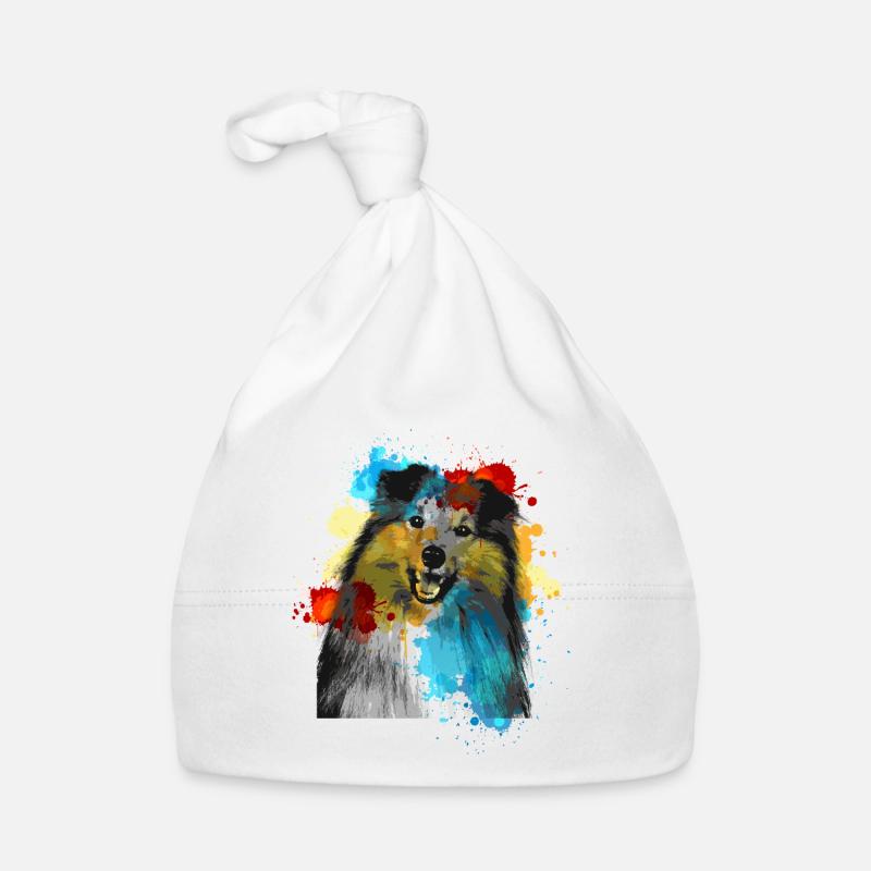 Sheltie Watercolors Colorful Organic Baby Cap