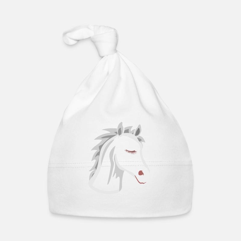 Tête de cheval - Bonnet bio Bébé - blanc