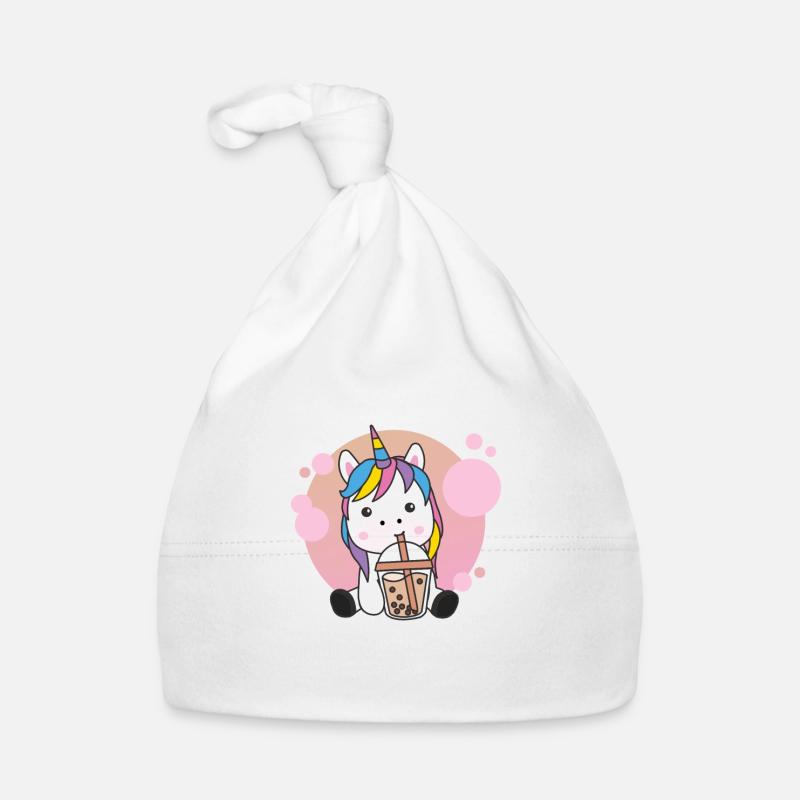 Bubble Tea Unicorn with Chocolate Sweet Animals Organic Baby Cap