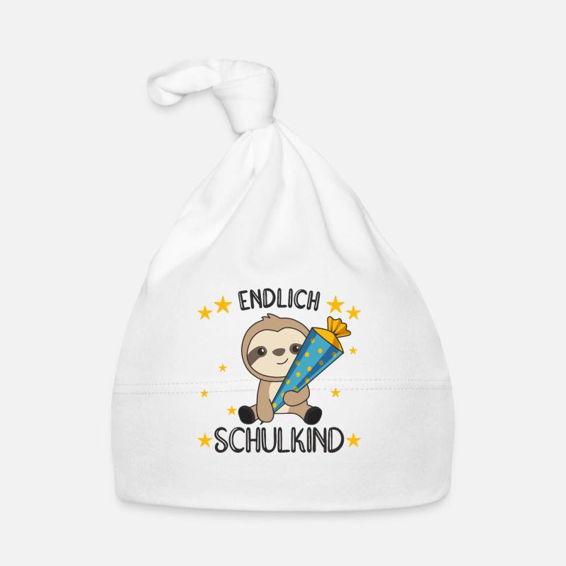 Endlich Schulkind Faultier Schultüte Einschulung Baby Bio-Mütze