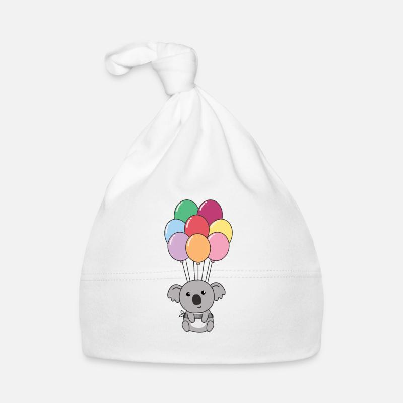 Koala monte avec des ballons colorés Bonnet bio Bébé