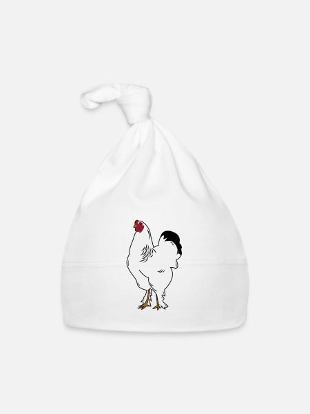 Brahma Rooster Poulet Drôle De Fermier Poulet - Bonnet bio Bébé - blanc - Devant