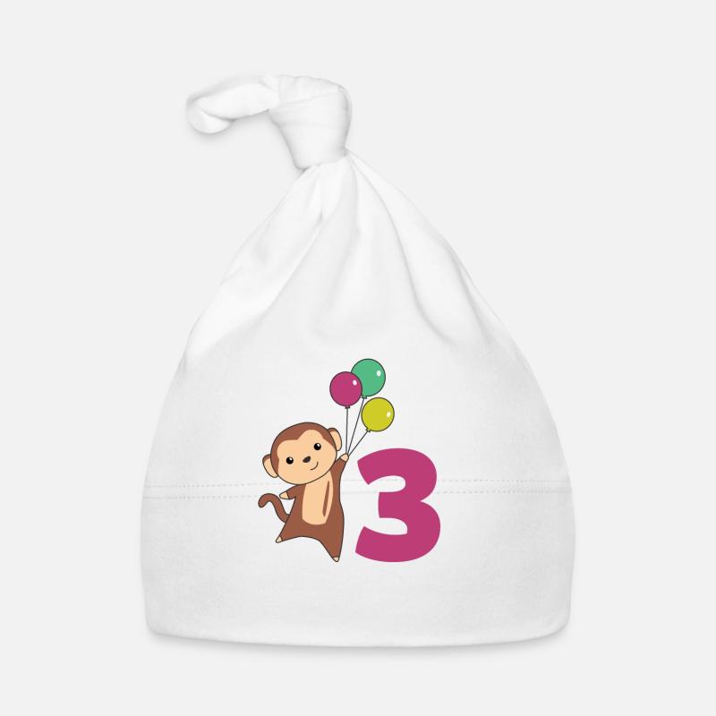 Affe dritter Geburtstag Luftballons Affen Kinder Baby Bio-Mütze