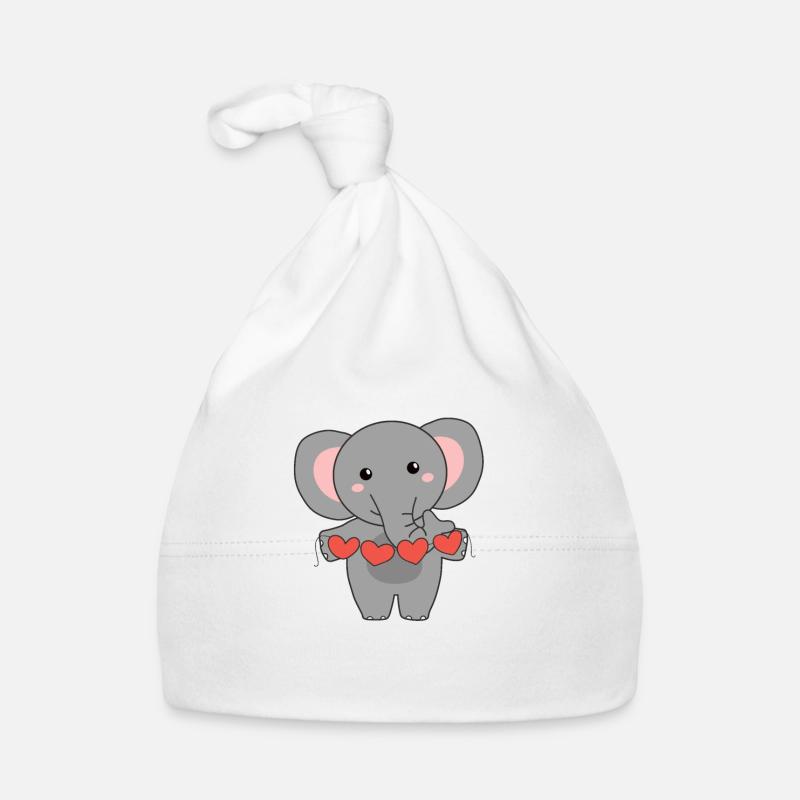 Éléphant pour la Saint-Valentin doux animaux avec des cœurs Bonnet bio Bébé
