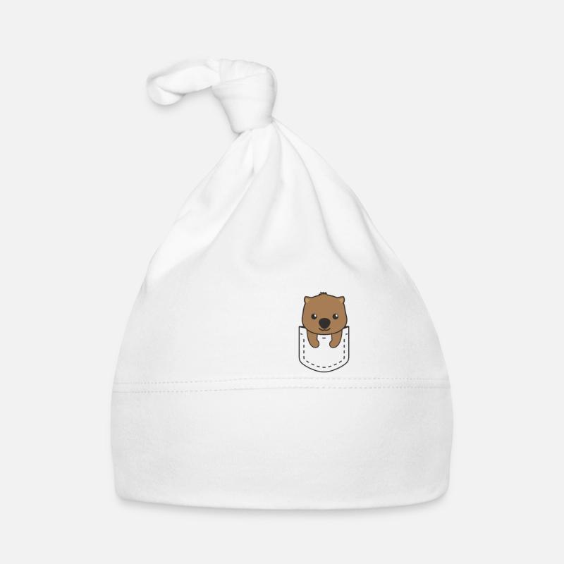 Wombat en poche doux wombat en poche poitrine - Bonnet bio Bébé - blanc