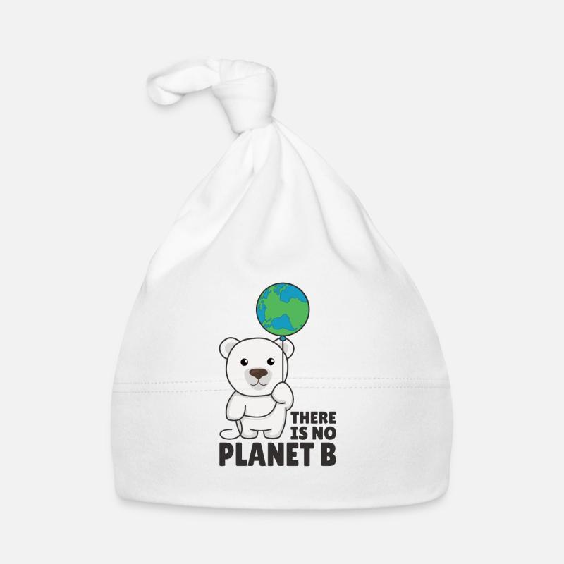 Ours polaire avec la terre Protection du climat il n’y a pas de planète b - Bonnet bio Bébé - blanc