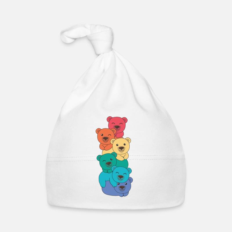 Rainbow Flag Gay Pride LGBTQ Bear Cute Bear Organic Baby Cap