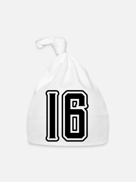 16 Zahl symbol - Baby Bio-Mütze - Weiß - Vorne