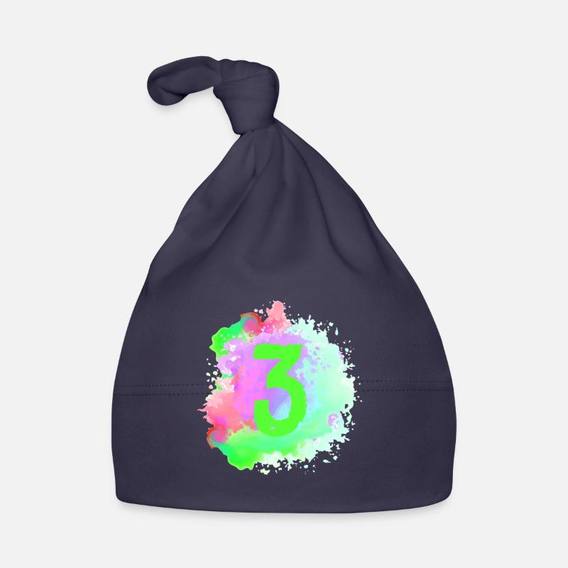 3 Zahl Klecks Baby Bio-Mütze