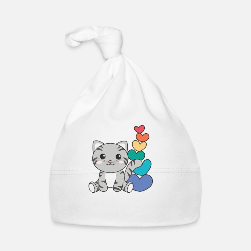 Rainbow Hearts Pride LGBTQ animaux mignons chat Bonnet bio Bébé