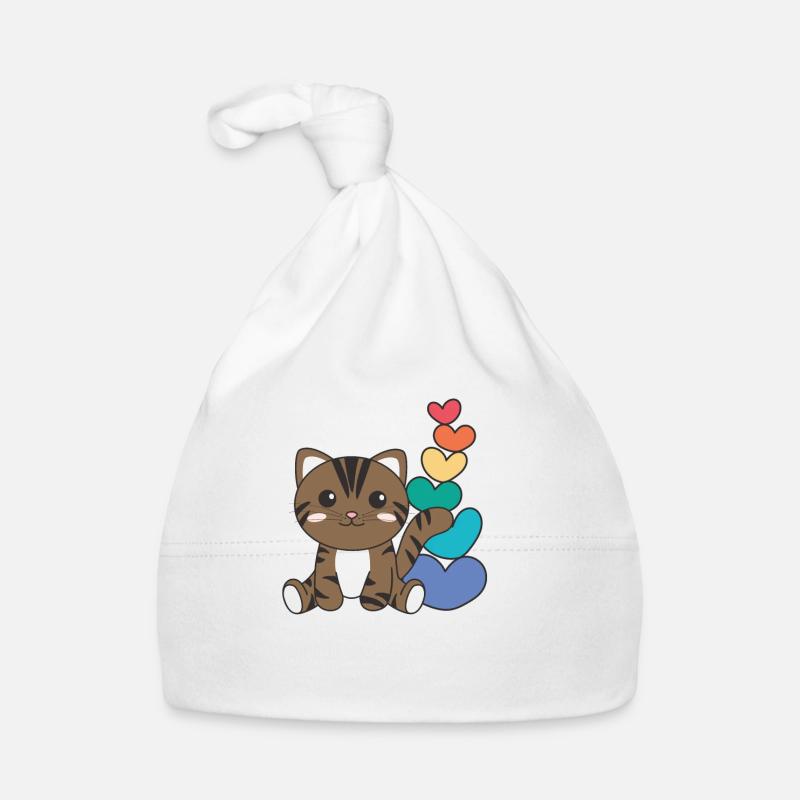 Rainbow Hearts Pride LGBTQ animaux mignons chat Bonnet bio Bébé