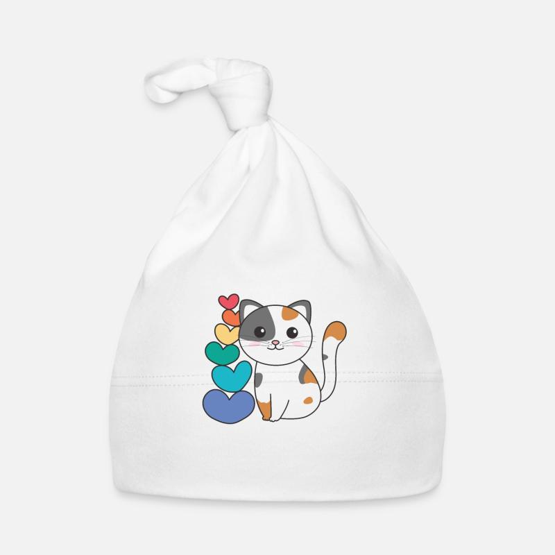 Rainbow Hearts Pride LGBTQ animaux mignons chat Bonnet bio Bébé