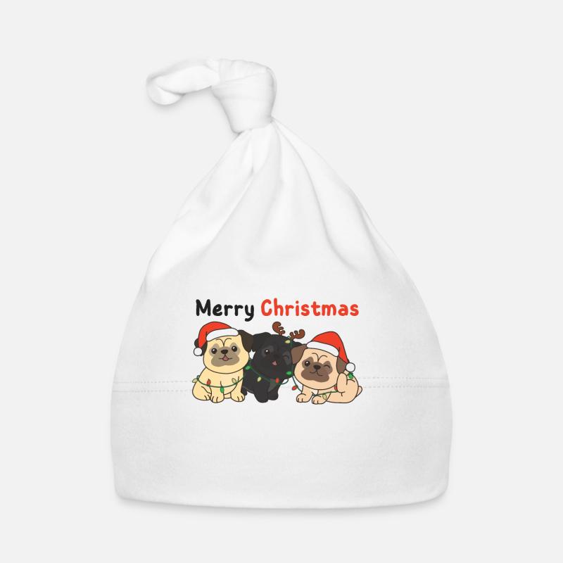 Carlin Noël Animaux mignons Chiens Joyeux Noël Bonnet bio Bébé