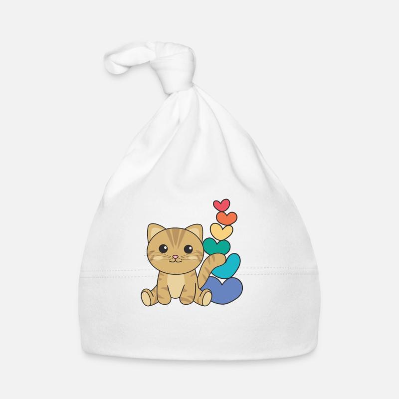 Rainbow Hearts Pride LGBTQ animaux mignons chat Bonnet bio Bébé
