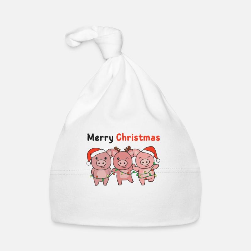 Cochon Noël cochons doux Joyeux Noël Bonnet bio Bébé