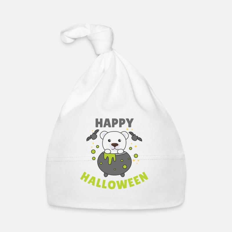 Ours polaire Joyeux Halloween Chaudron Bat Bonnet bio Bébé