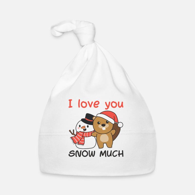 Biber Je t’aime neige beaucoup schneemann wortspiel Bonnet bio Bébé