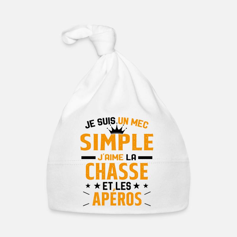 Un mec Simple J'aime la Chasse et les Apéros Bonnet bio Bébé