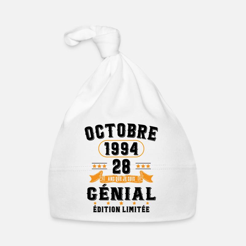 28 Ans Anniversaire Vintage Né(e) en Octobre 1994 Bonnet bio Bébé
