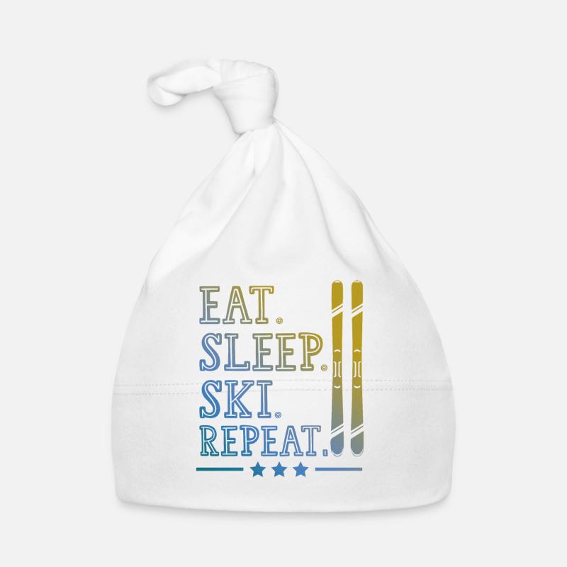 eat sleep skiing repeat Baby Bio-Mütze