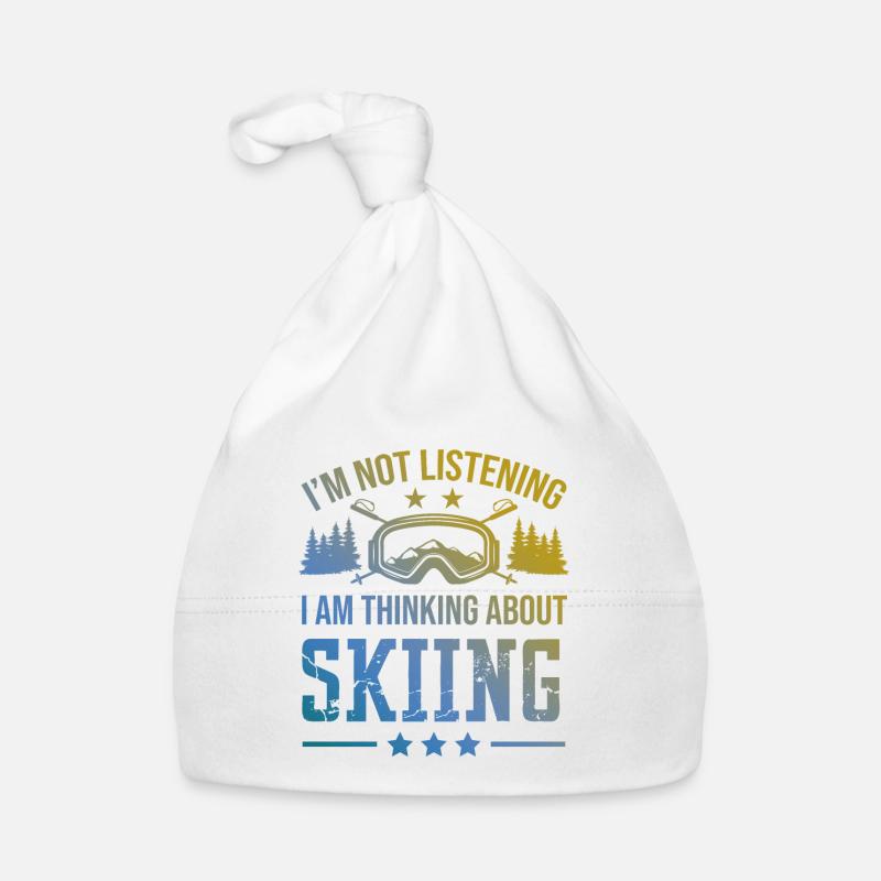 Ski skiing - Organic Baby Cap - white