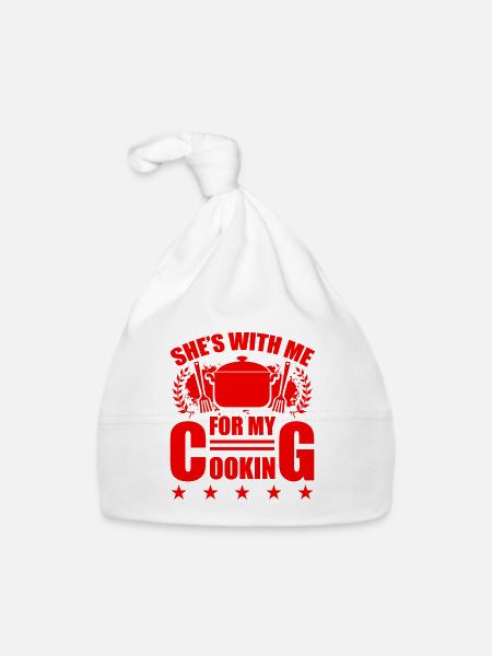 She is cooking with me - Organic Baby Cap - white - Front