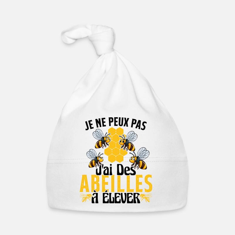 Je Peux Pas J'ai Des Abeilles À Élever - Bonnet bio Bébé - blanc