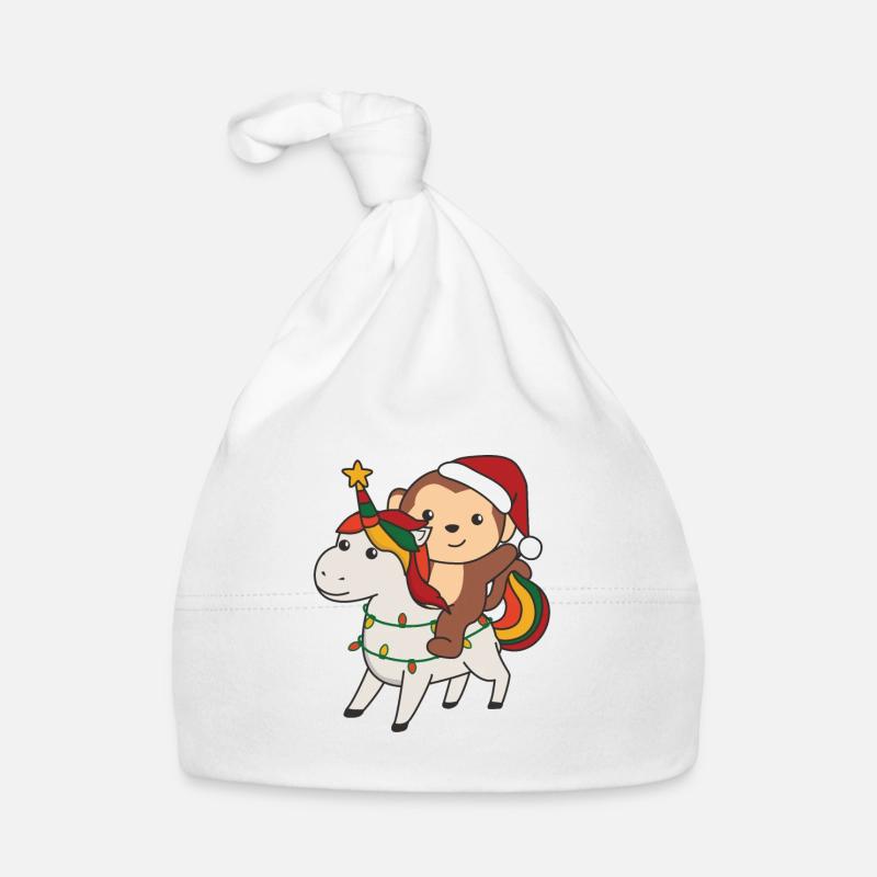 Licorne de Noël Singe Joyeux Noël Licorne Bonnet bio Bébé