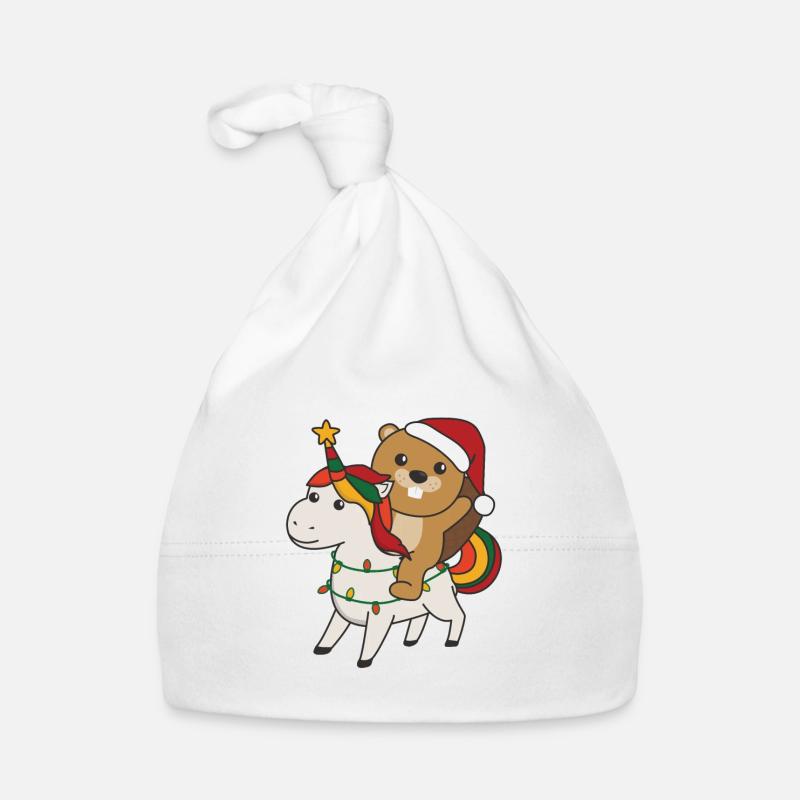 Licorne de Noël Castor Joyeux Noël Licorne Bonnet bio Bébé