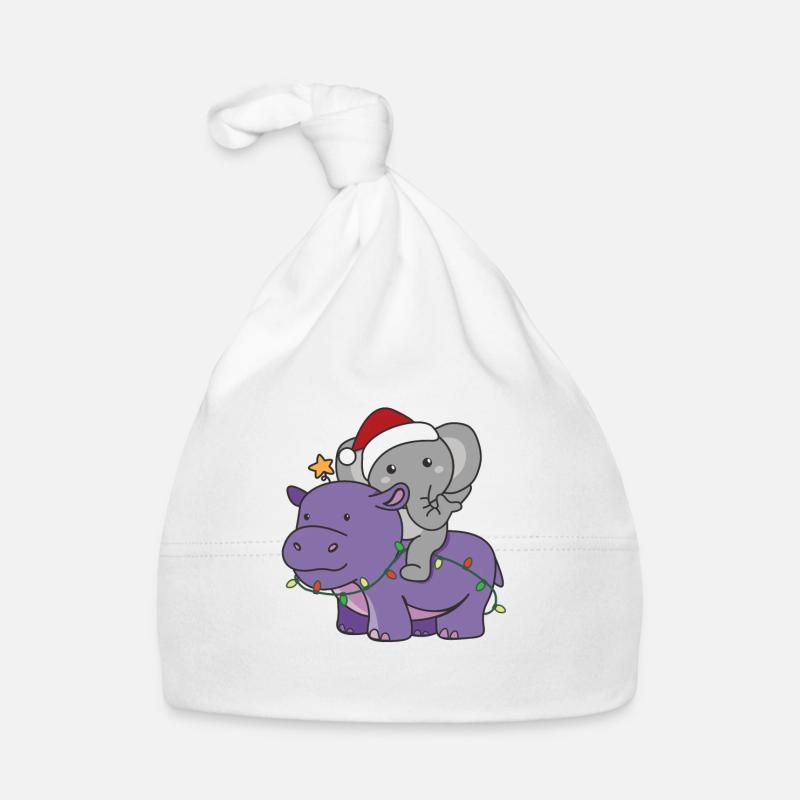 Noël Hippopotame éléphant Joyeux Noël Hippopotame Bonnet bio Bébé