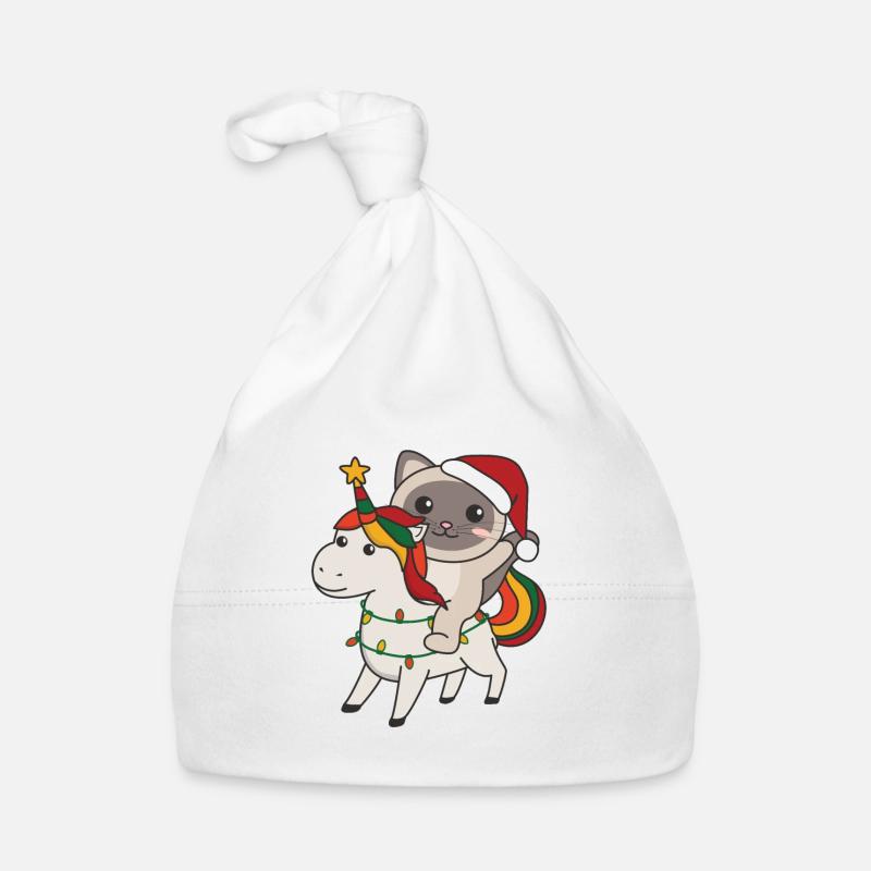 Licorne de Noël Chat Joyeux Noël Licorne Bonnet bio Bébé