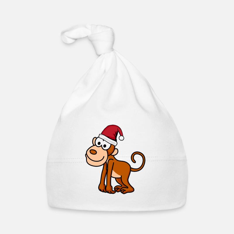Affe Comic Weihnachten - Baby Bio-Mütze - Weiß