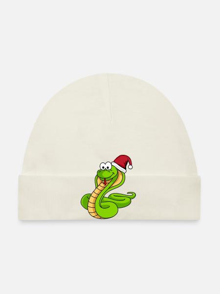 Snake Cobra Comic Christmas - Organic Baby Cap - white - Front