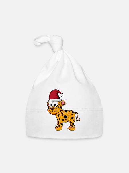 Leopard Comic Weihnachten - Baby Bio-Mütze - Weiß - Vorne