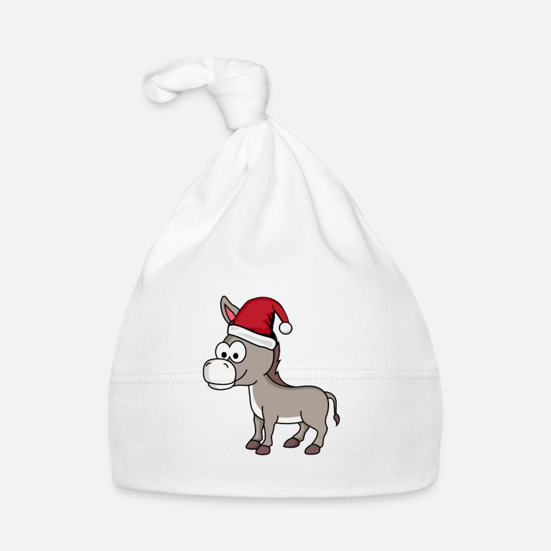 Bande dessinée âne Noël - Bonnet bio Bébé - blanc