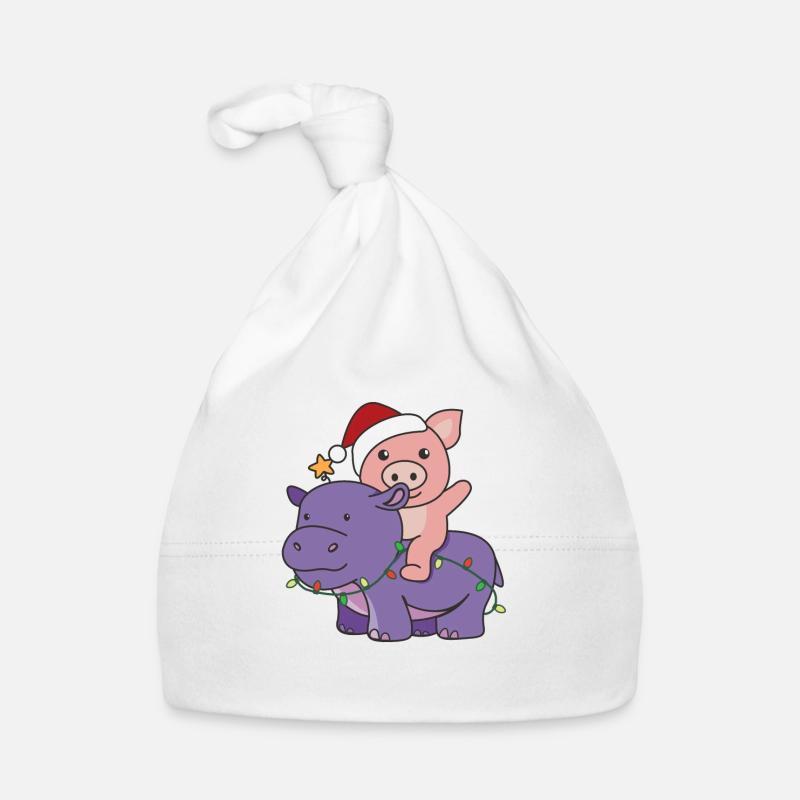 Noël Hippopotame Cochon Joyeux Noël Hippopotame Bonnet bio Bébé
