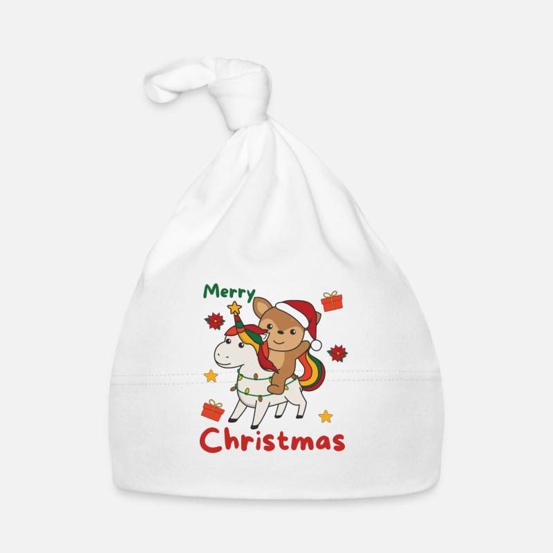 Licorne de Noël Cerf Joyeux Noël Licorne Bonnet bio Bébé