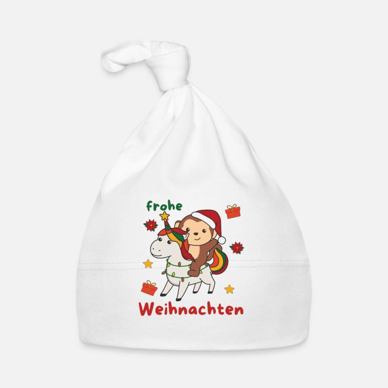 Weihnachts Einhorn Affe frohe Weihnachten Einhorn Baby Bio-Mütze