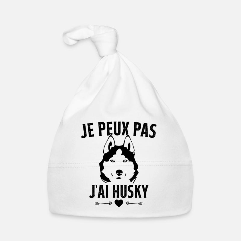 je peux pas j'ai Husky Cadeau - Bonnet bio Bébé - blanc