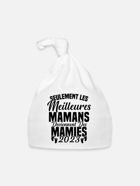 Les Meilleures Mamans Deviennent des Mamie 2023 - Bonnet bio Bébé - blanc - Devant