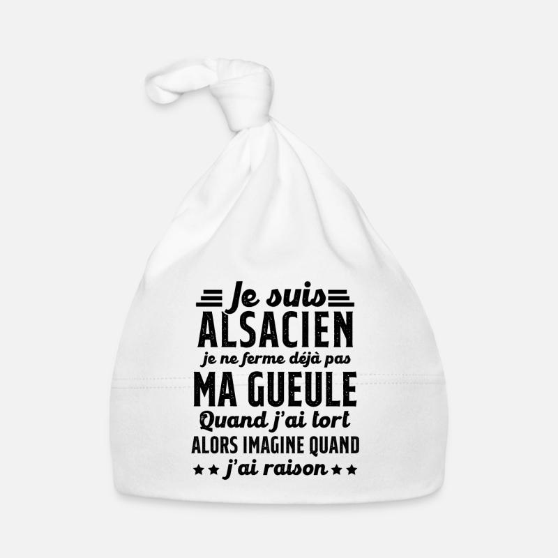 Alsacien je ferme pas ma gueule humour alsace - Bonnet bio Bébé - blanc