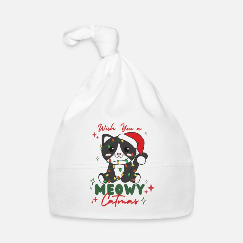 chat animaux de noël mignon chat miaou catmas Bonnet bio Bébé