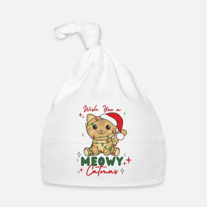 chat animaux de noël mignon chat miaou catmas Bonnet bio Bébé