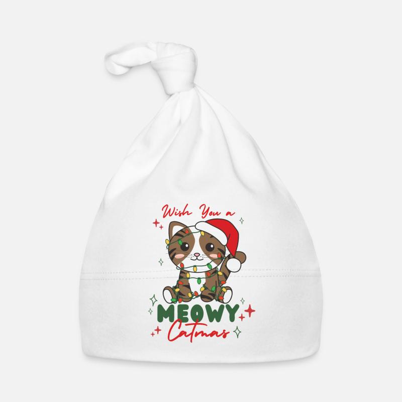 chat animaux de noël mignon chat miaou catmas Bonnet bio Bébé