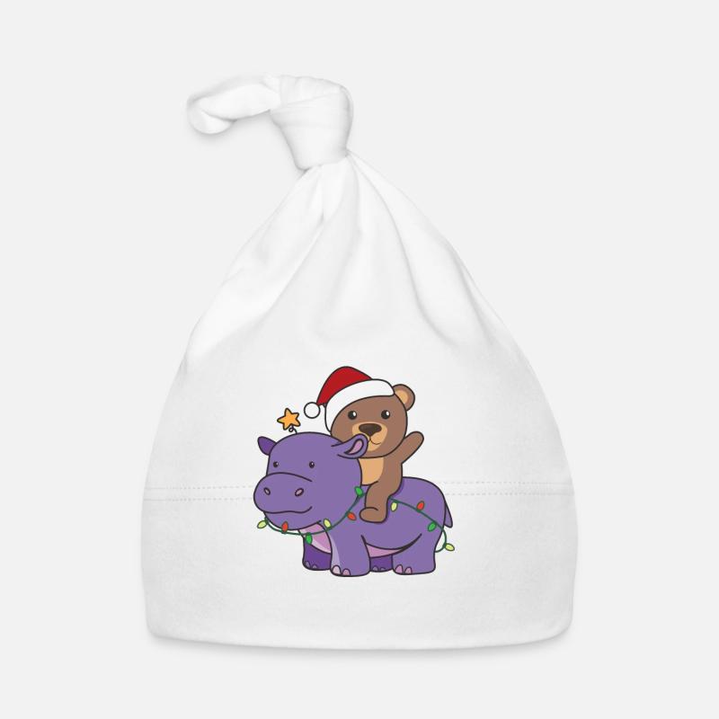 Noël Hippopotame Ours Joyeux Noël Hippopotame Bonnet bio Bébé