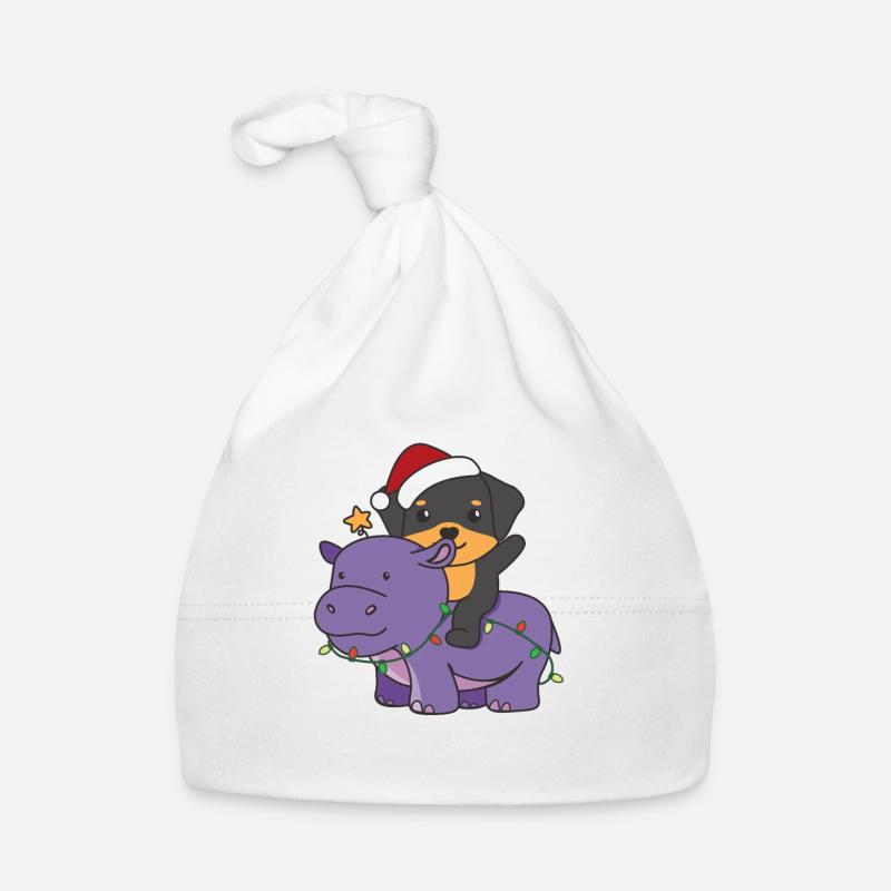 Noël Hippopotame Rottweiler Joyeux chien de Noël Bonnet bio Bébé