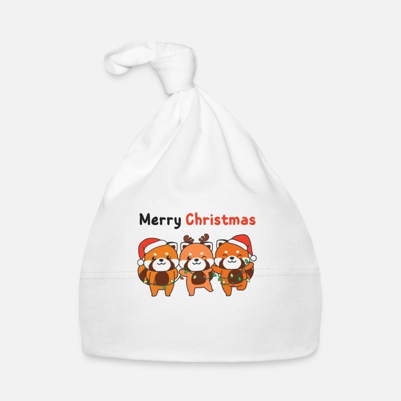 Panda roux Noël Pandas rouges Joyeux Noël Bonnet bio Bébé