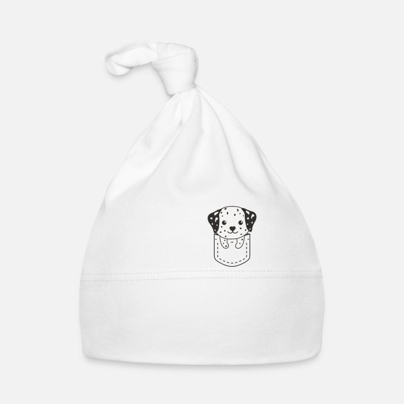 Chiens dalmates mignons dans la poche de poitrine Bonnet bio Bébé